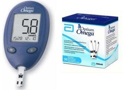 Глюкометр Омрон Оптиум омега + 50 тест-полосок