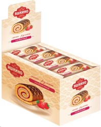 Мини-рулет бисквитный Яшкино клубничный 35 г